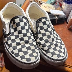 Vans Classic Checkered Slip-Ons in Black and White